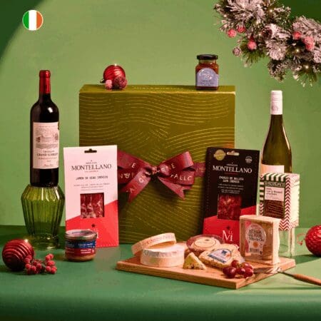 The Wine and Cheese Hamper is the perfect celebration hamper gift for lovers of wine and cheese, handpicked by our taste experts, a truly exceptional gift hamper ireland.